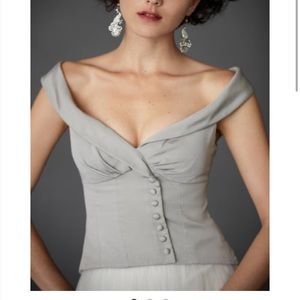 Anthropologie BHLDN Obliquely Waistcoat Gray~ 4